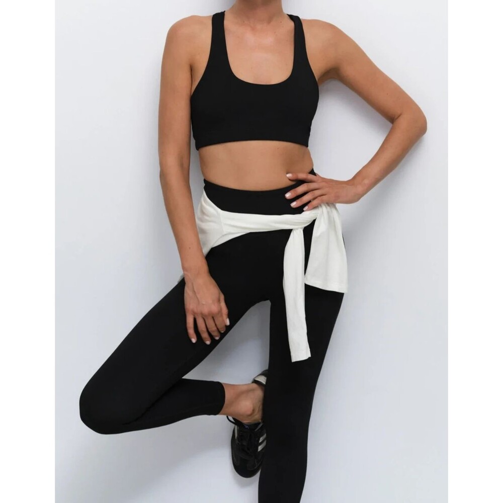 Mate the Label Women Organic Sports Sports Bra Full Leggings Set SZ XS BLACK